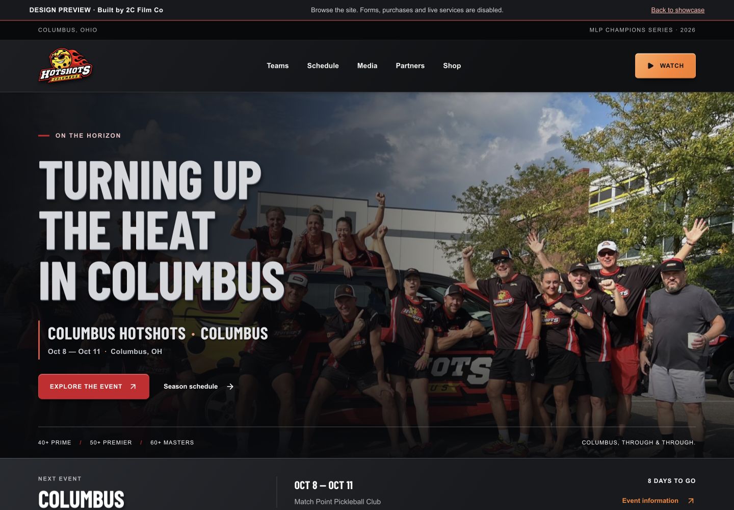 Columbus Hotshots website preview